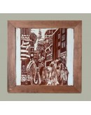 Market Place Sgraffito Tile Panel