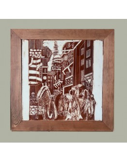 Market Place Sgraffito Tile Panel